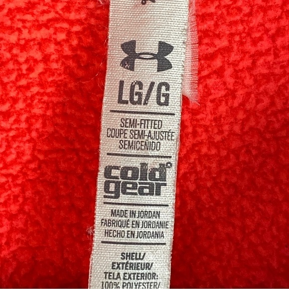 Under Armour Cold Gear Pullover Hoodie Semi Fitted Sz Large Orange with Pocket - Picture 9 of 13